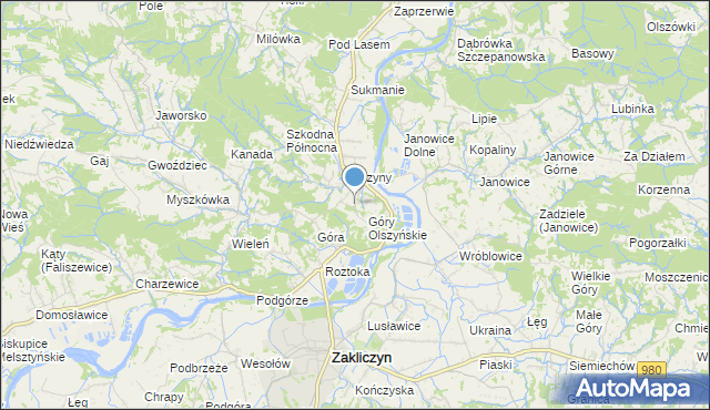 mapa Góry Olszyńskie, Góry Olszyńskie na mapie Targeo